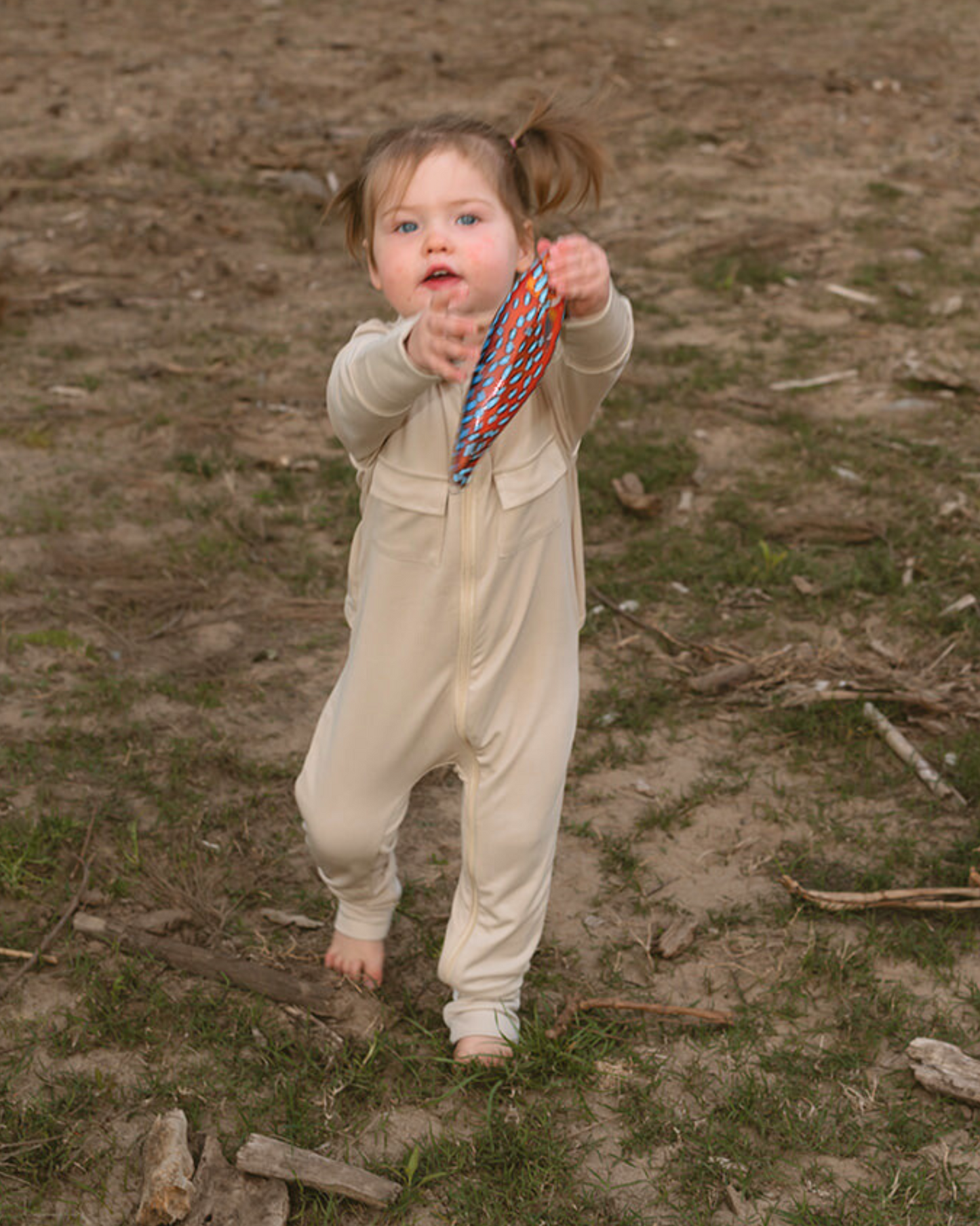 Baby Fishing Onesie Sand Beige