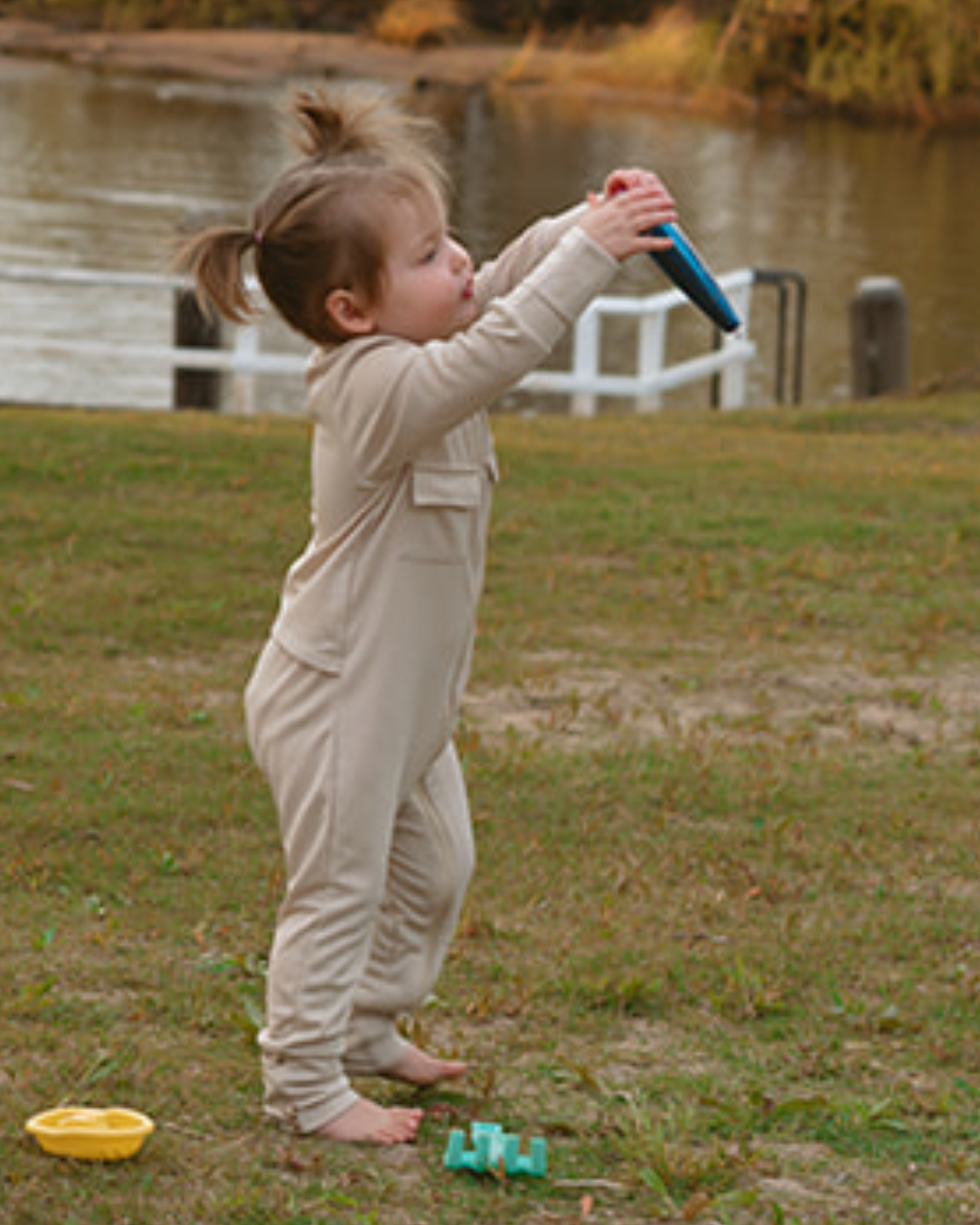Baby Fishing Onesie Sand Beige