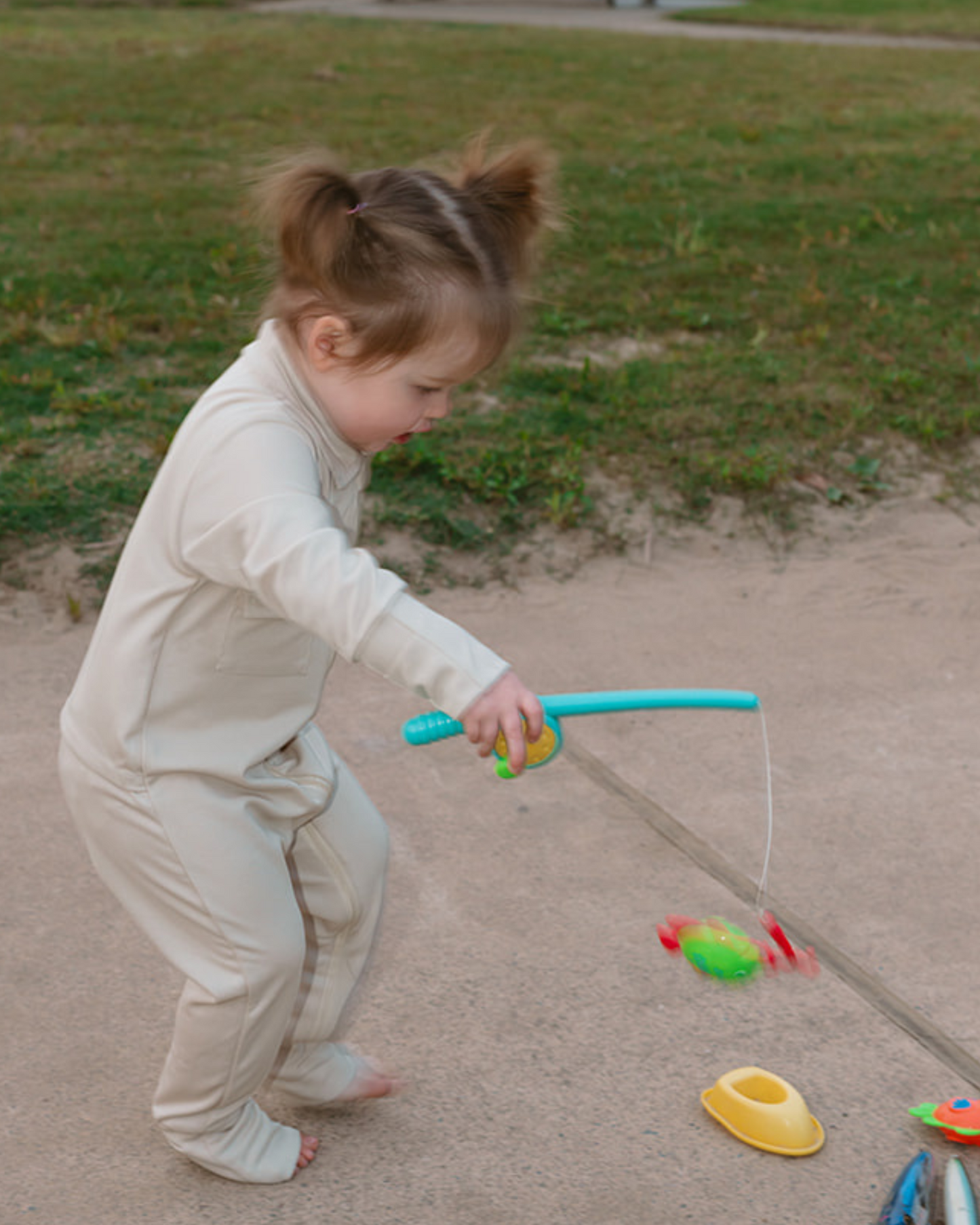 Baby Fishing Onesie Sand Beige