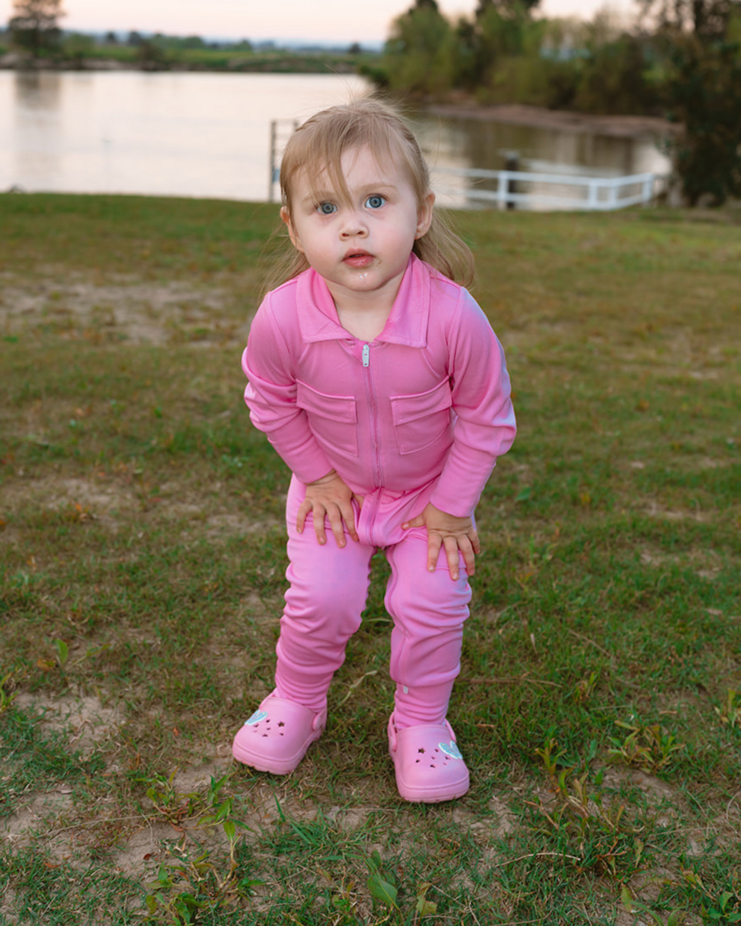 Baby Fishing Onesie Coral Pink