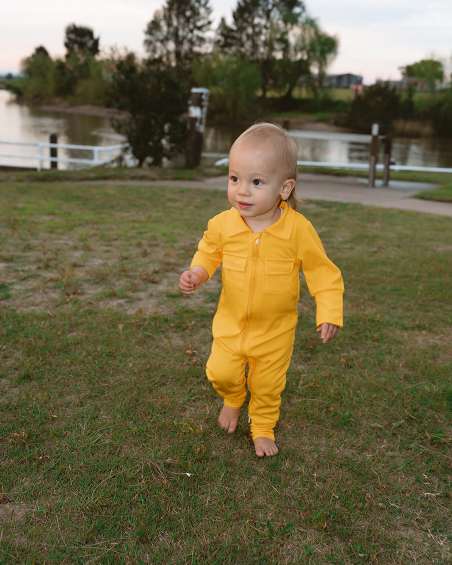 Baby Fishing Onesie Sunshine Yellow
