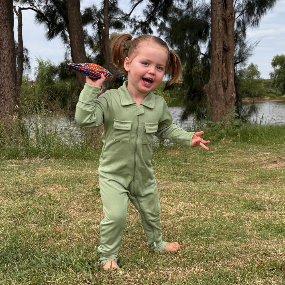 Sage Baby Fishing Shirt Onesie