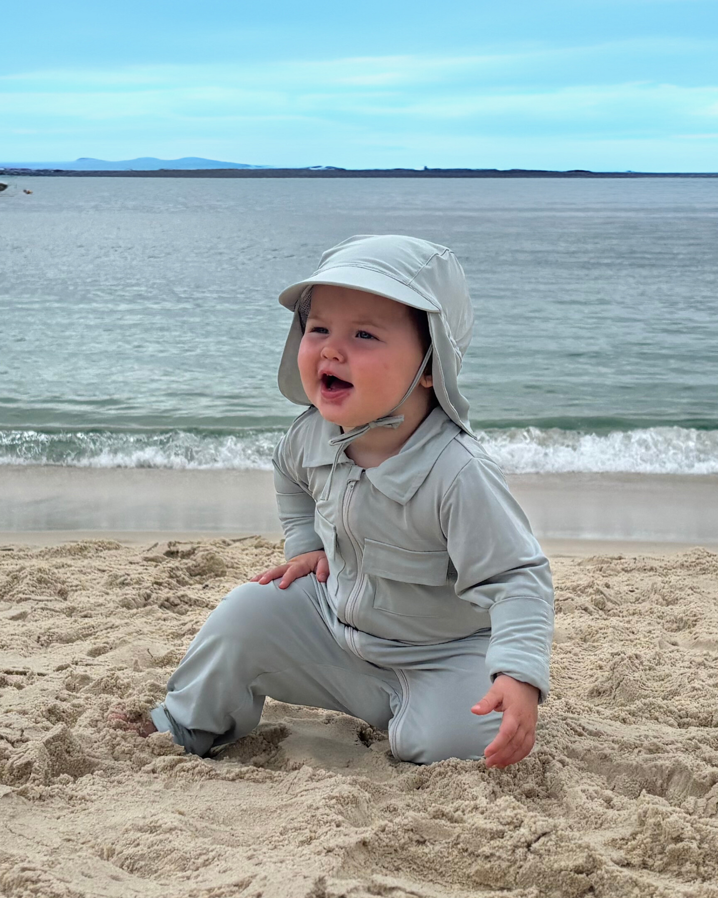 UV Defender Set: Baby Sun Safe Fishing Shirt Onesie + Hat