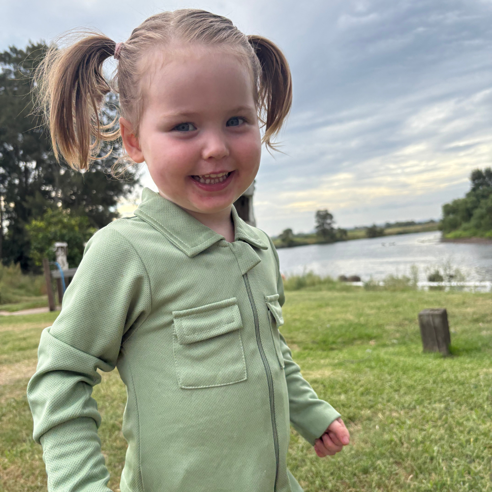 Sage Baby Fishing Shirt Onesie